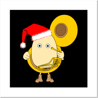 Santa Tuba Player Egghead Posters and Art